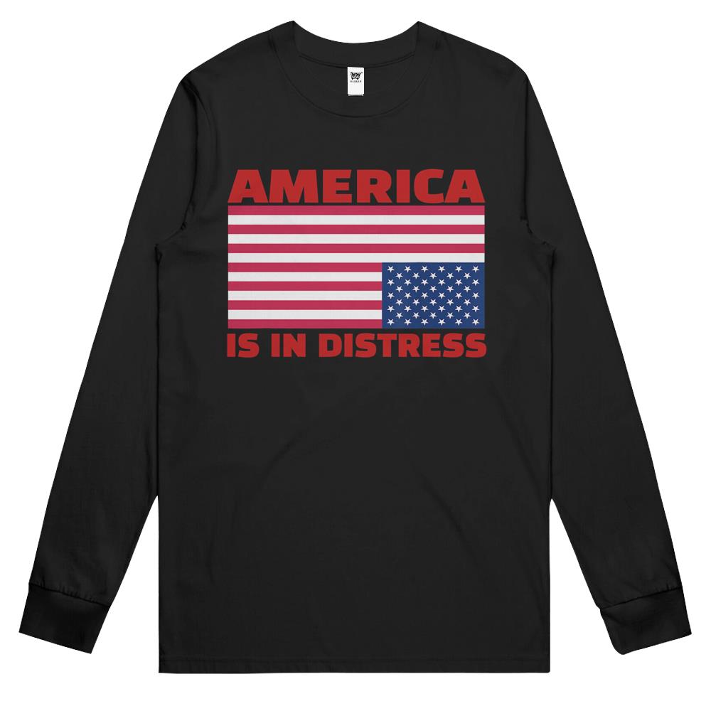 America Is In Distress.Upside Down American Flag Long Sleeve T Shirts