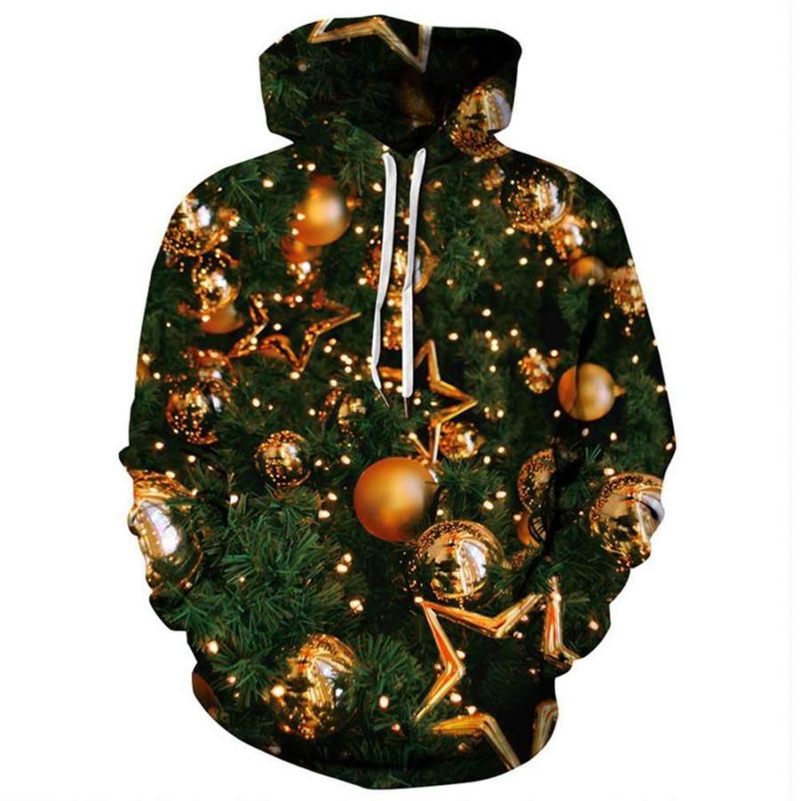 Men Ugly Christmas Sweater Letter Print 3D Graphic Print Hoodie