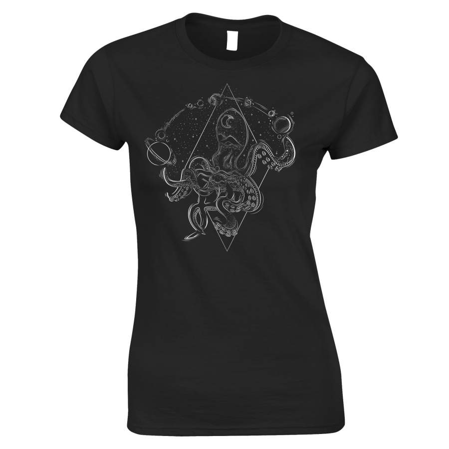 Funky Space Womens T Shirt Omniscient Octopus Tee