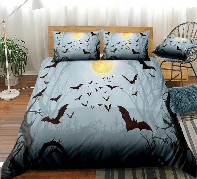 Bats Halloween 3 Pieces Quilted Comforter Set