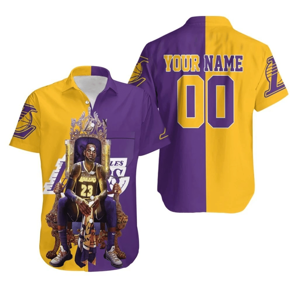 Lebron James On Throne Los Angles Lakers Legend Personalized Hawaii Shirt Combo Beach Ha107218