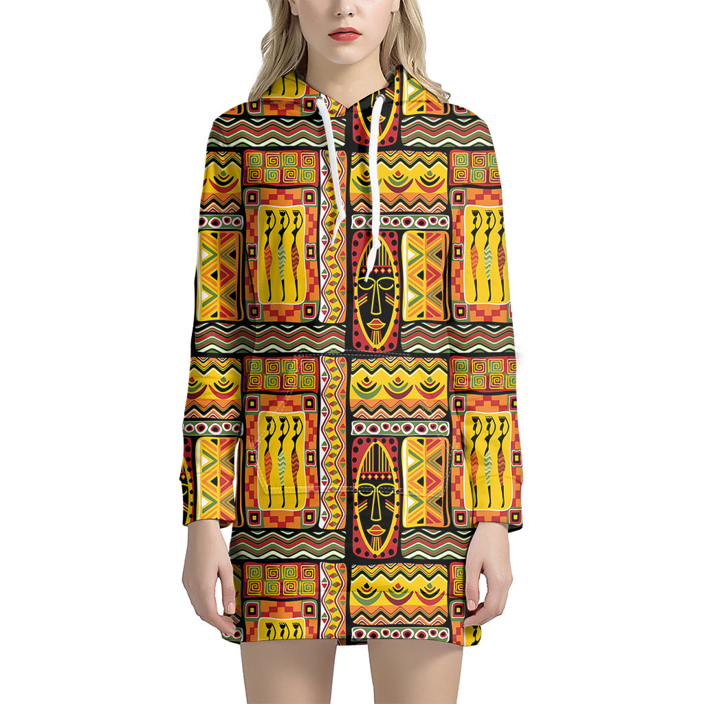 Sunset Ethnic African Tribal Print Women’S Pullover Hoodie Dress