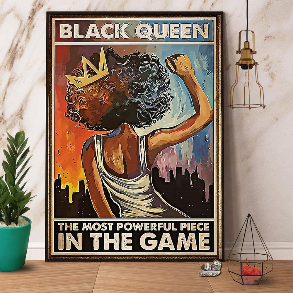 Powerful Black Queen The Most Powerful Piece In The Game Paper No Frame Canvas Prints Poster Wall Art Decor