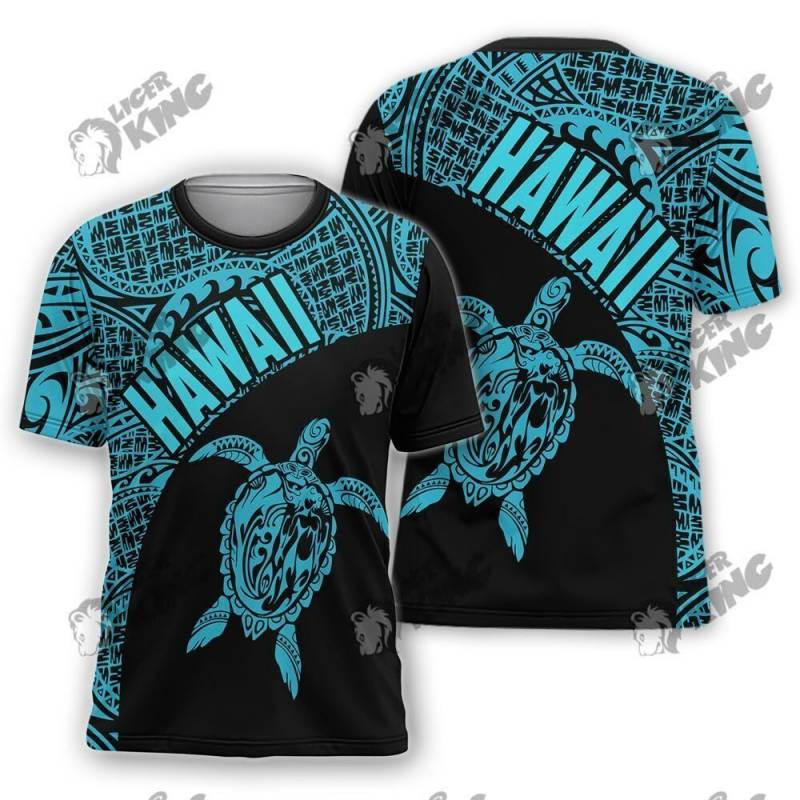 Hawaiian Shirts And Shorts Turtle Mermaid Polynesian Wave Blue Ha56753