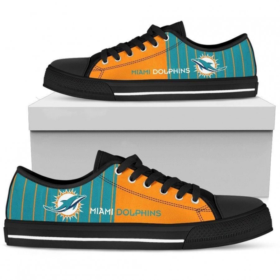 Cool Simple Design Vertical Stripes Miami Dolphins Low Top Shoes #688