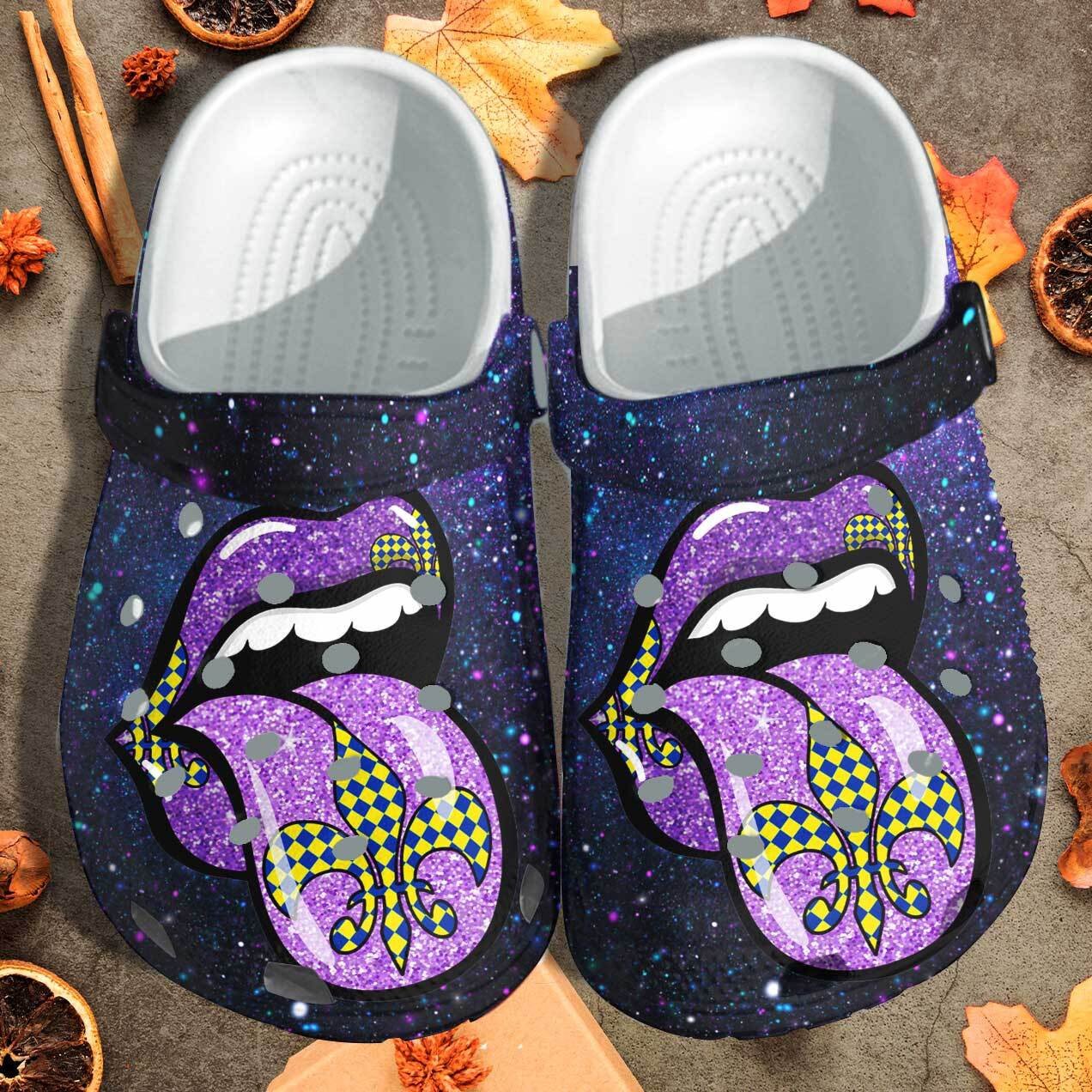 Purple Lip Shoes – Mardi Gras In New Orleans 2022 Crocs – Cr-Lip09 – Gigo Smart