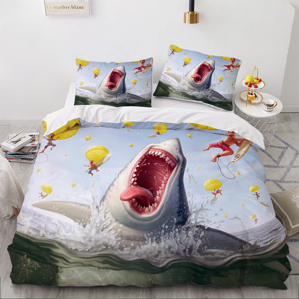 3D Dolphin Bedding Sets Blue Duvet Cover Sets Soft Comforter Bed Pillowcase Marine Life Home Texitle Bed Set Queen Size