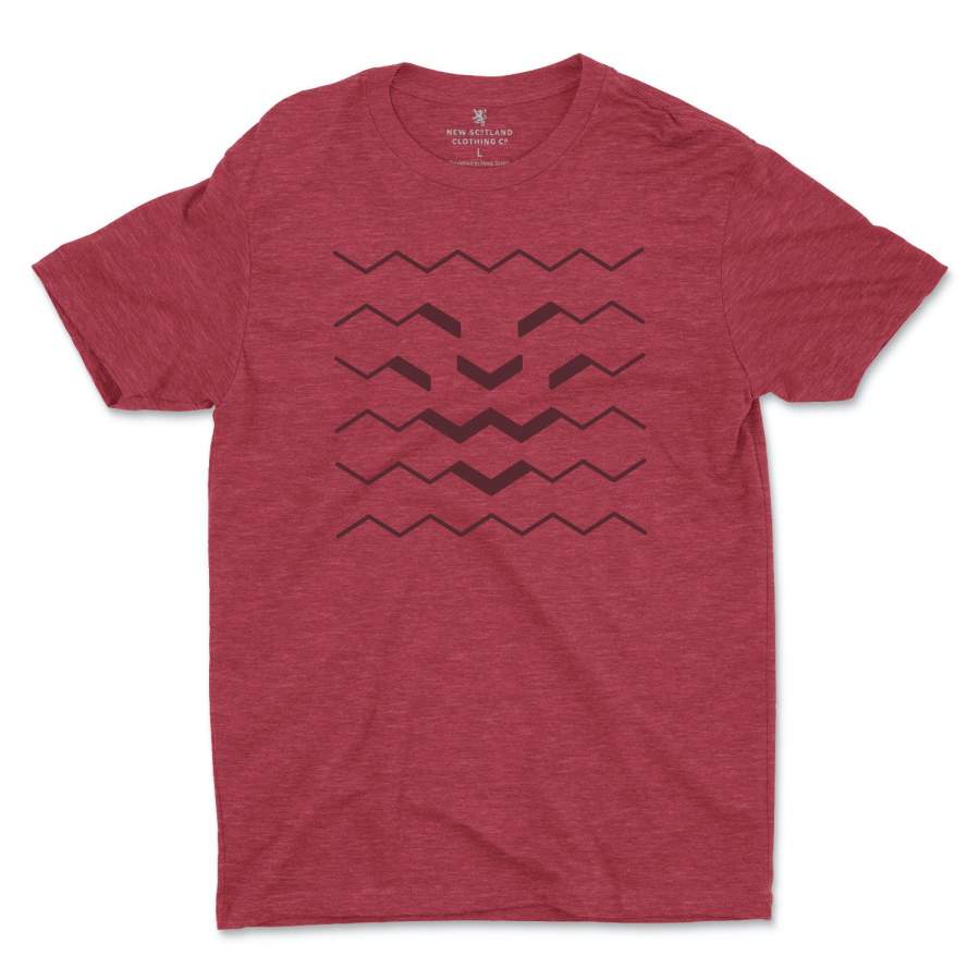 50/50 Organic Recycled Lion Wave T-Shirt in Heather Red/Maroon