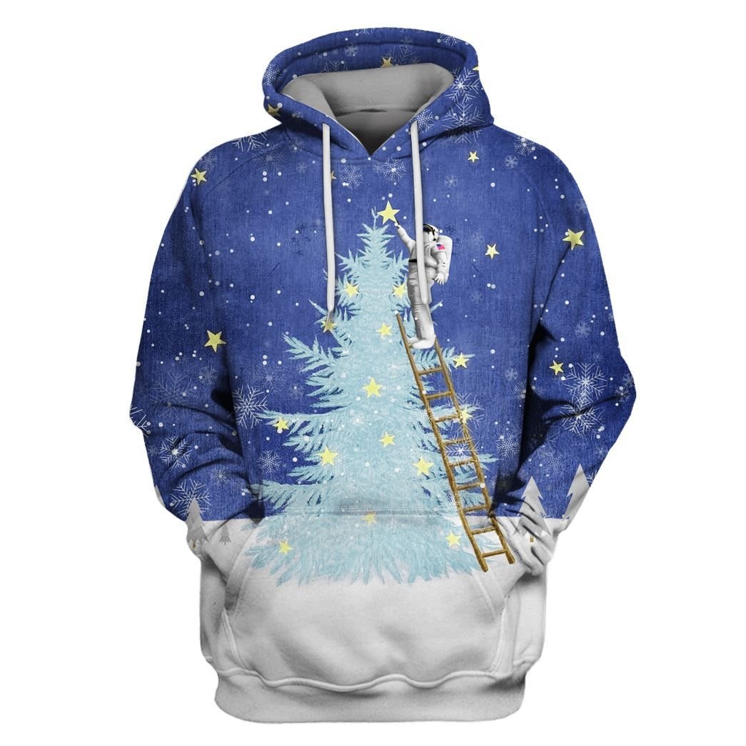 Mysticlife Astronaut Decorating Christmas Tree Custom T-Shirt – Hoodies Apparel