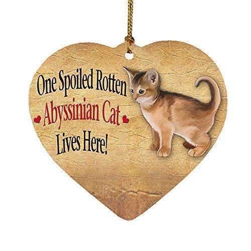 Abyssinian Kitten Spoiled Rotten Cat Heart Christmas Ornament