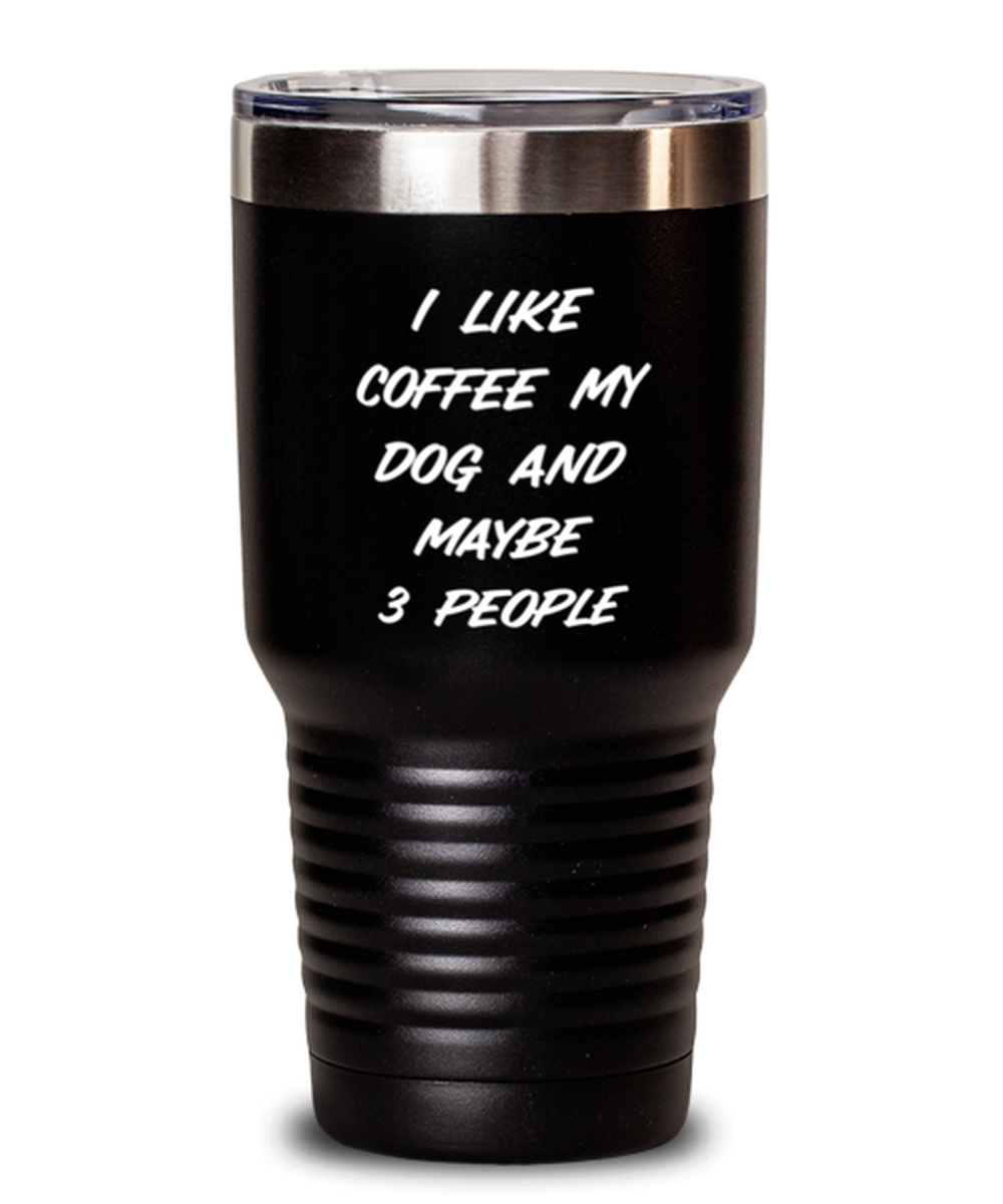 30 Oz Tumbler Stainless Steel Funny  I Like Coffee My Dog And Maybe 3 People