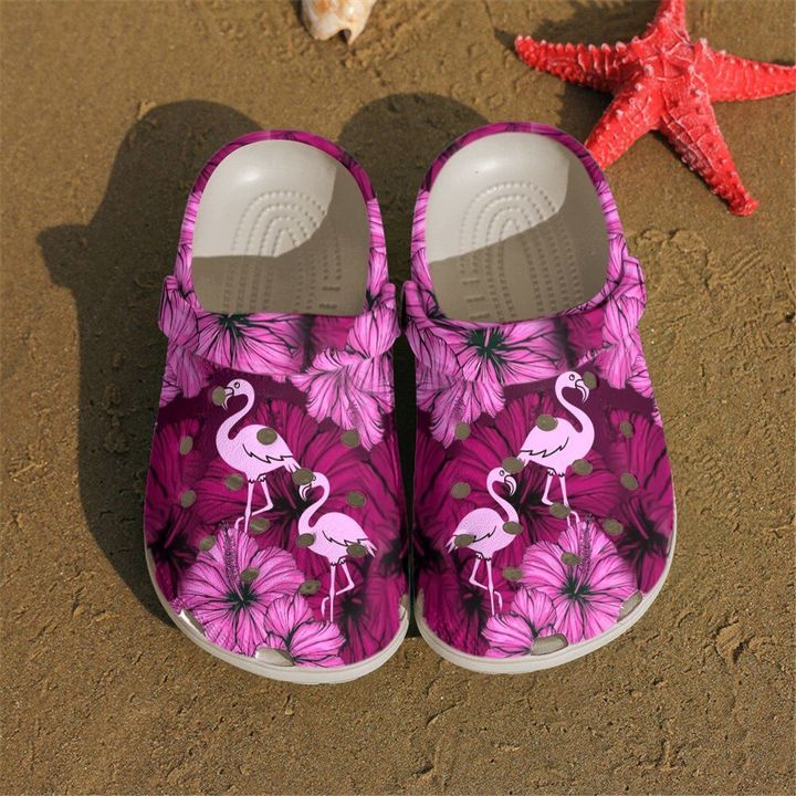 Flamingo Pink Hibiscus Flamingoes Sku 1067 Crocs Crocband Clog Comfortable For Mens Womens Classic Clog Water Shoes