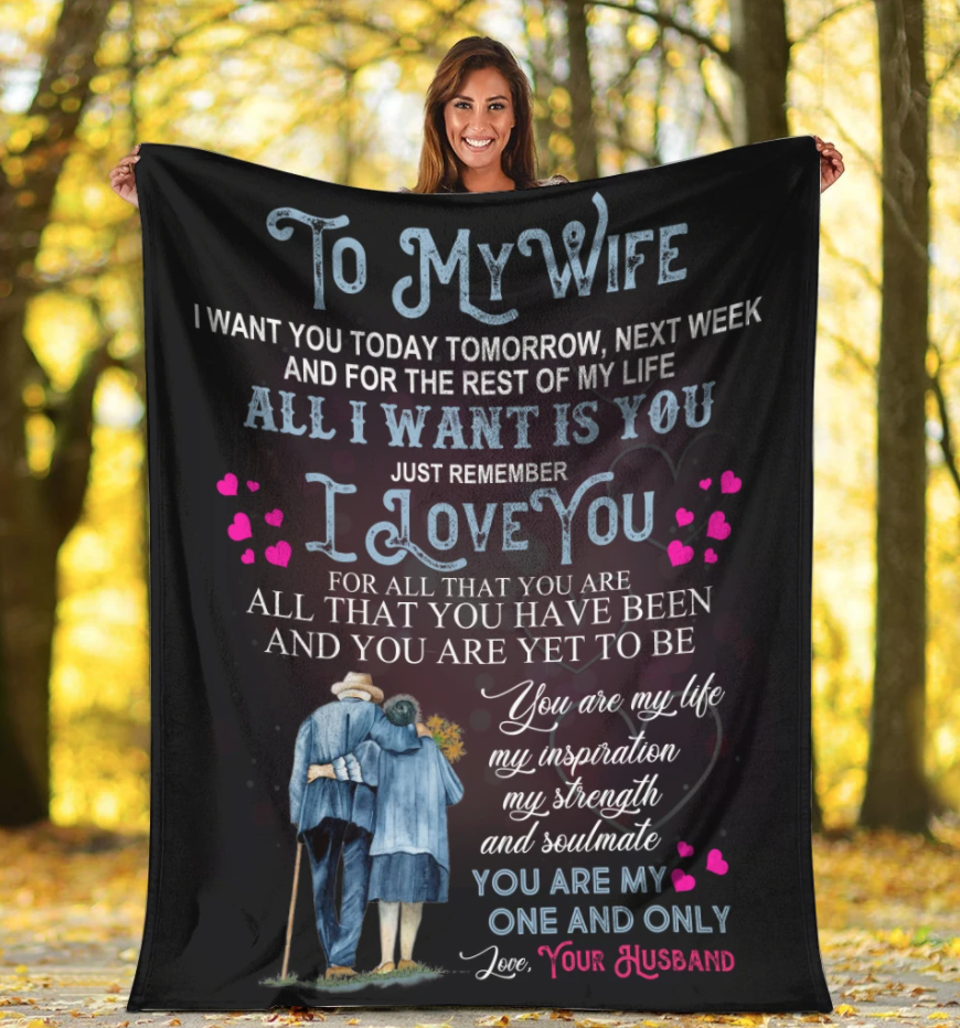 To My Wife You Are My Life My Inspiration Fleece Blanket Gift For Valentine Day, For Wife Home Decor Bedding Couch Sofa Soft And Comfy Cozy