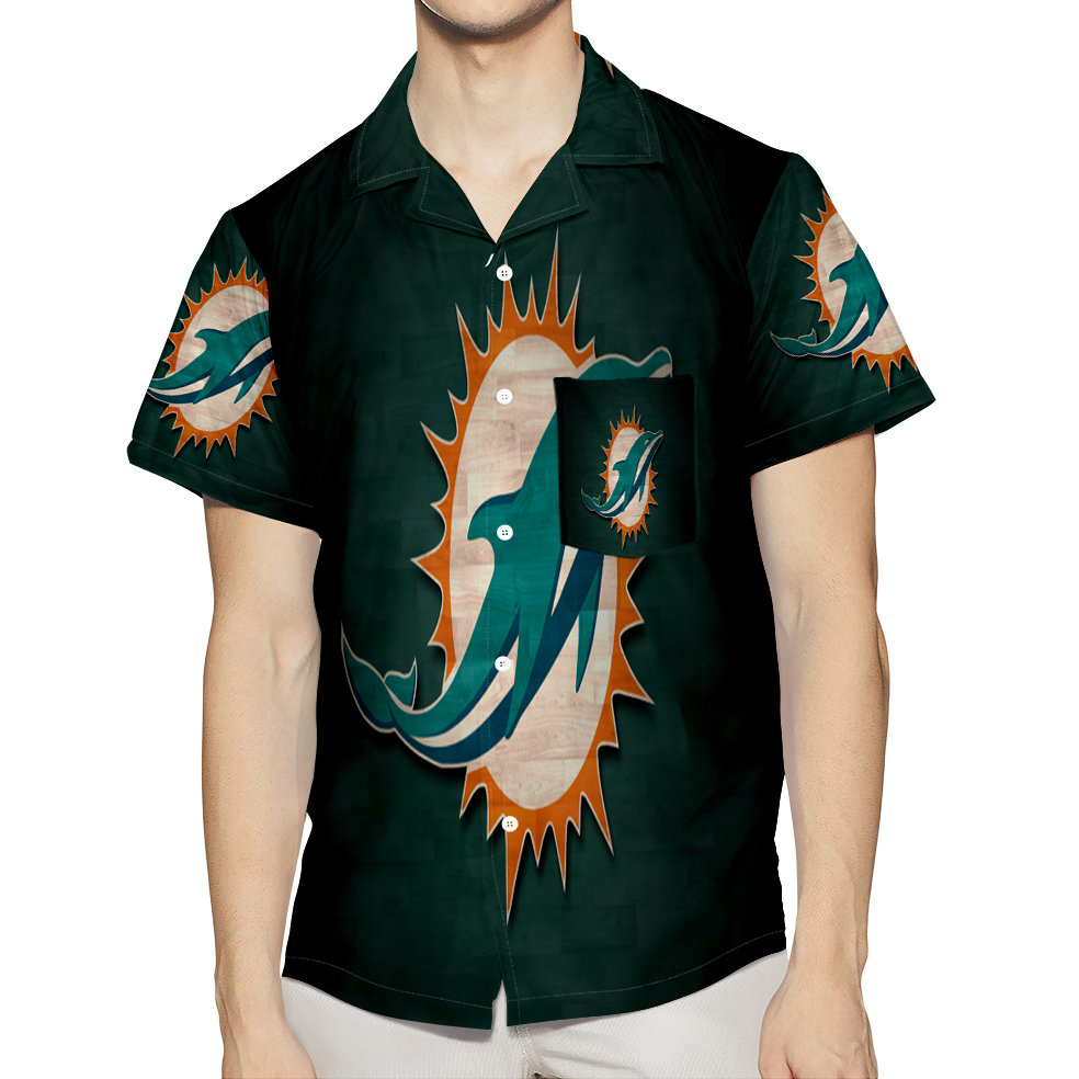 Miami Dolphins Logo 8 3D All Over Print Summer Beach Hawaiian Shirt With Pocket