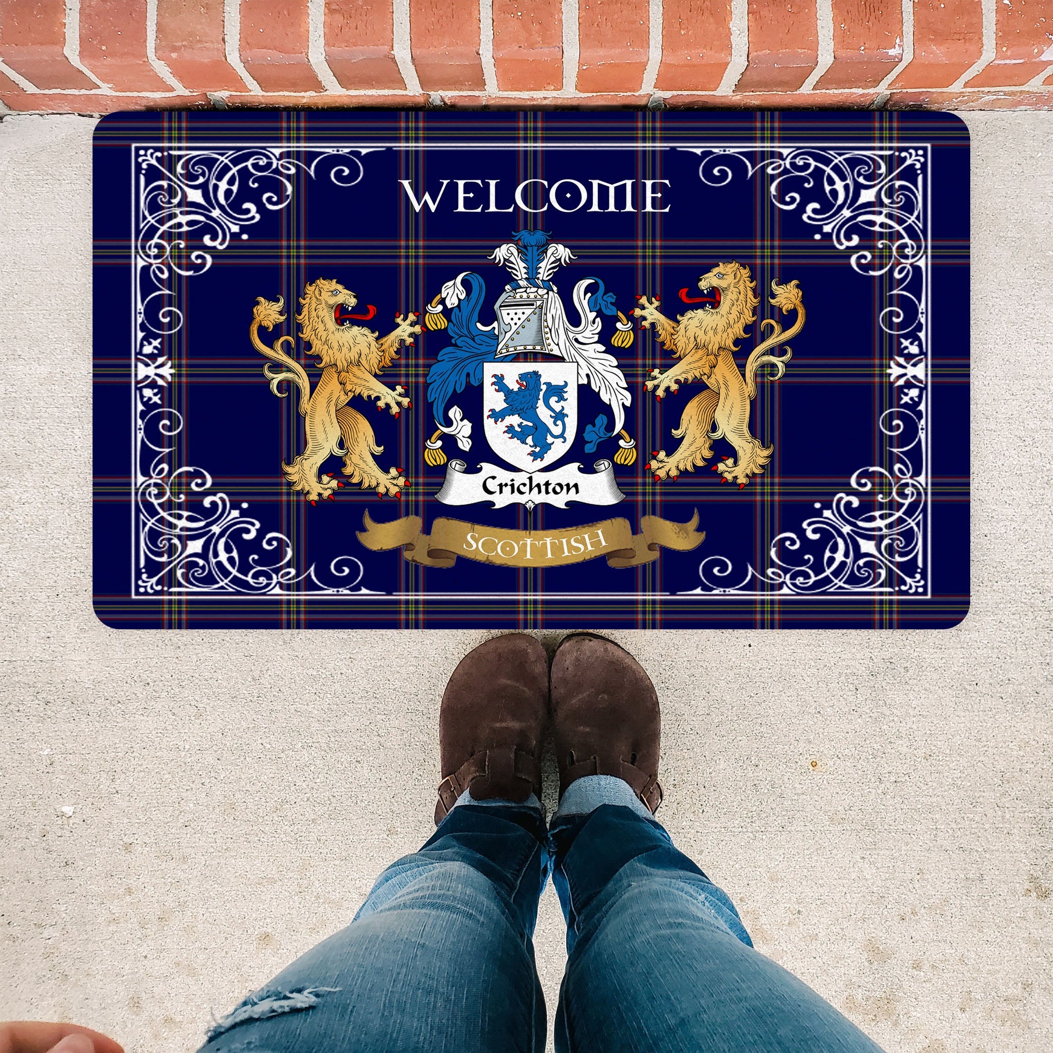 Scotstee Shop Tartan Door Mat The Family Crichton Scottish Plaid Doormat, Welcome Mat, Christmas Door Mat