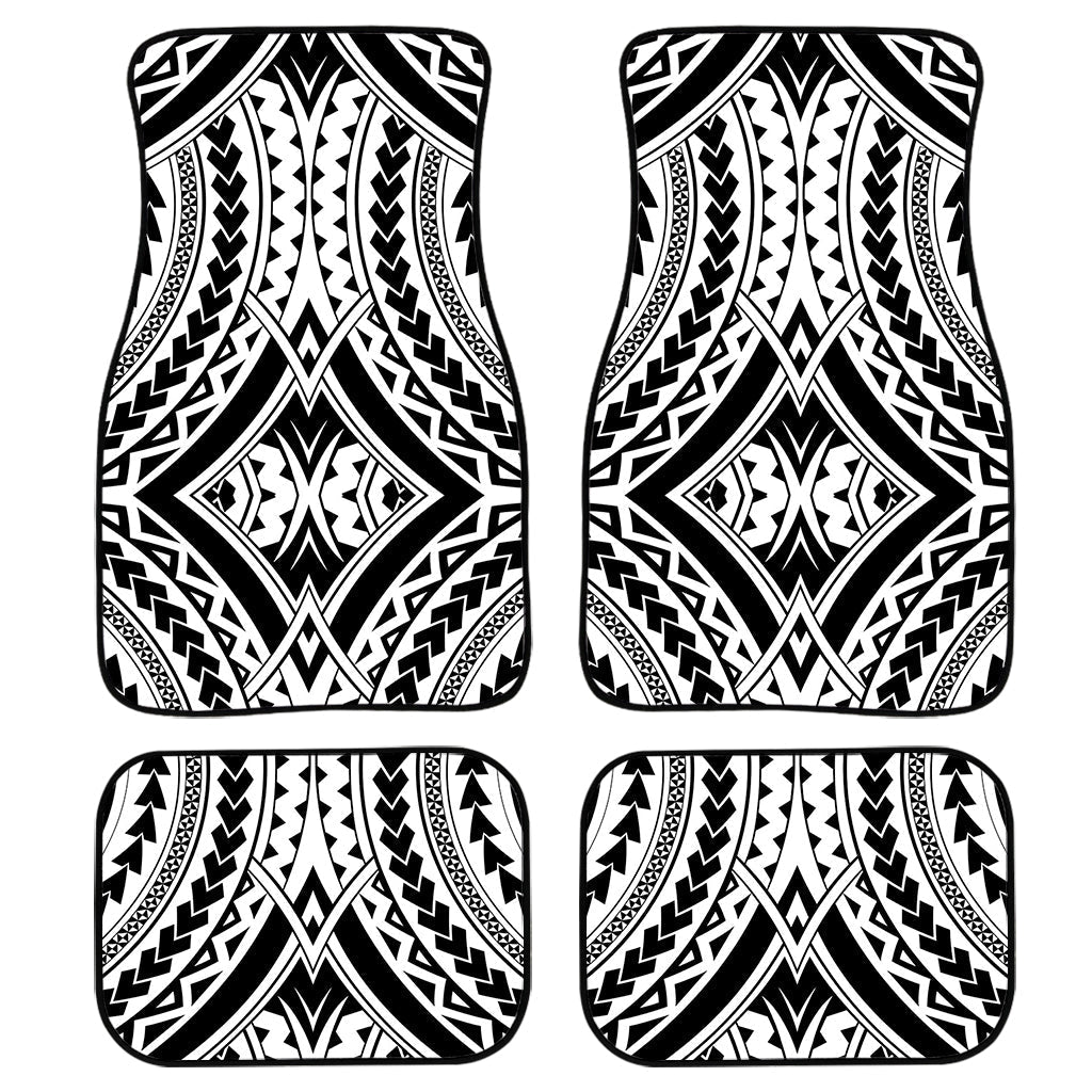 Maori Tribal Polynesian Tattoo Print Front And Back Car Floor Mats, Front Car Mat