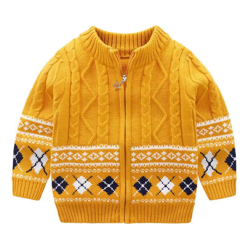 Children’s Sweater Cardigan 2022 New Autumn and Winter Boys Korean Stand Collar Version Zipper Sweater Jacket Baby Sweater alx