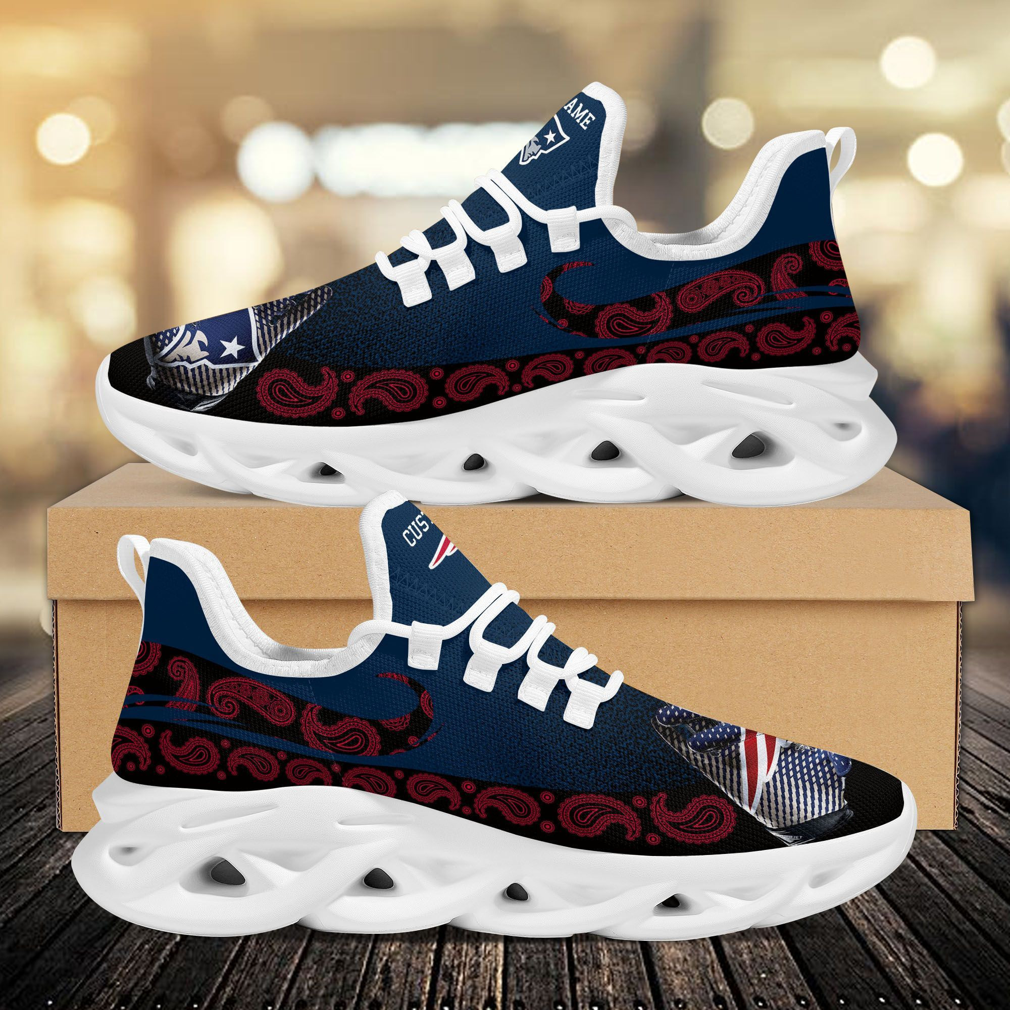 New England Patriots Custom Name Sport Max Soul Sneaker Shoes For Fans