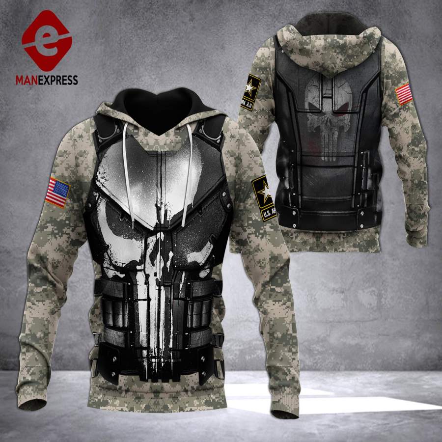 Lmt Usa Army Armor Punisher Hoodie Map