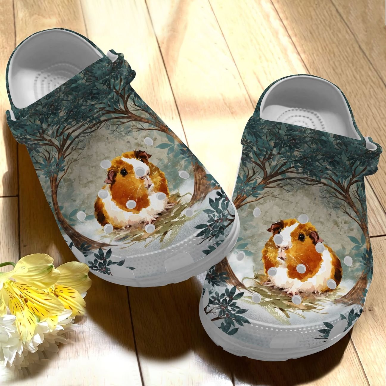 Guinea Pig Personalize Clog, Custom Name, Text, Fashion Style For Women, Men, Kid, Print 3D Cute Guinea Pig In The Wood