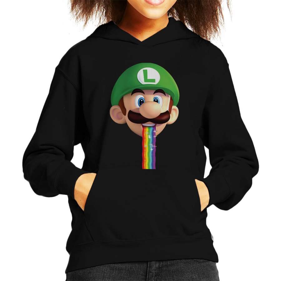 Super Mario Luigi Puking Rainbow Snapchat Filter Kid’s Hooded Sweatshirt