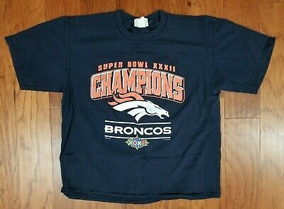 Vtg Denver Broncos Super Bowl Xxxii Champions Blue Adult Shirt