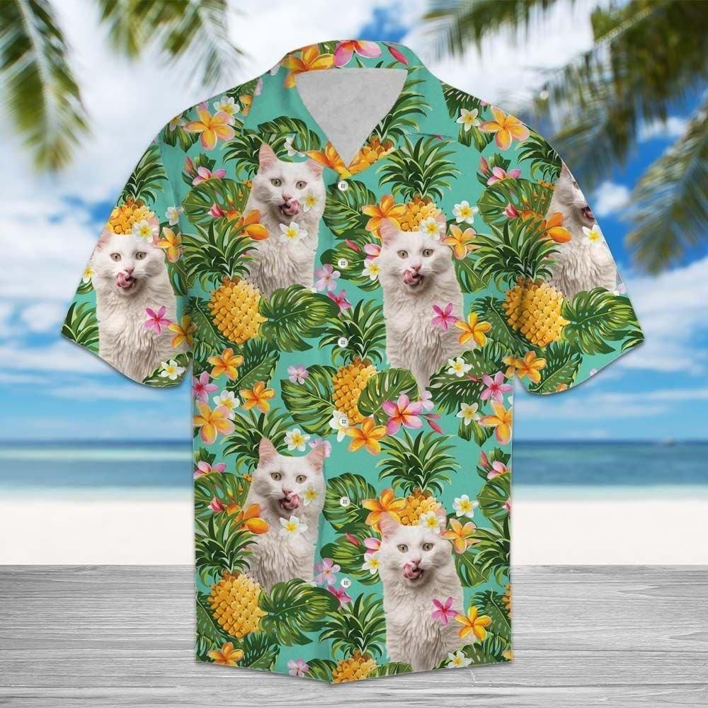 Tropical Pineapple Turkish Van Aloha Hawaiian Shirt Colorful Short Sleeve Summer Beach Casual Shirt For Men And Women