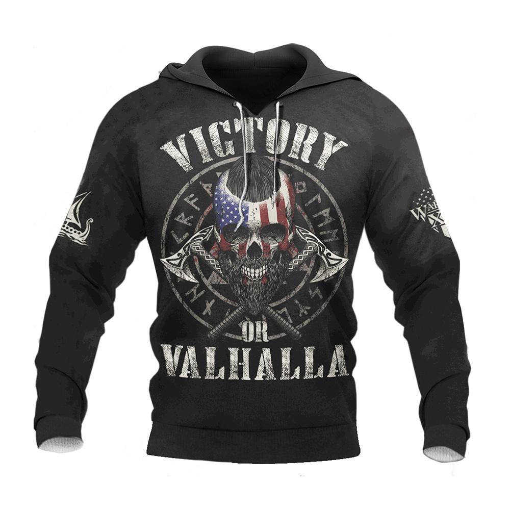 Victory Or Vahalla Skull Viking Symbol 3D All Over Printed