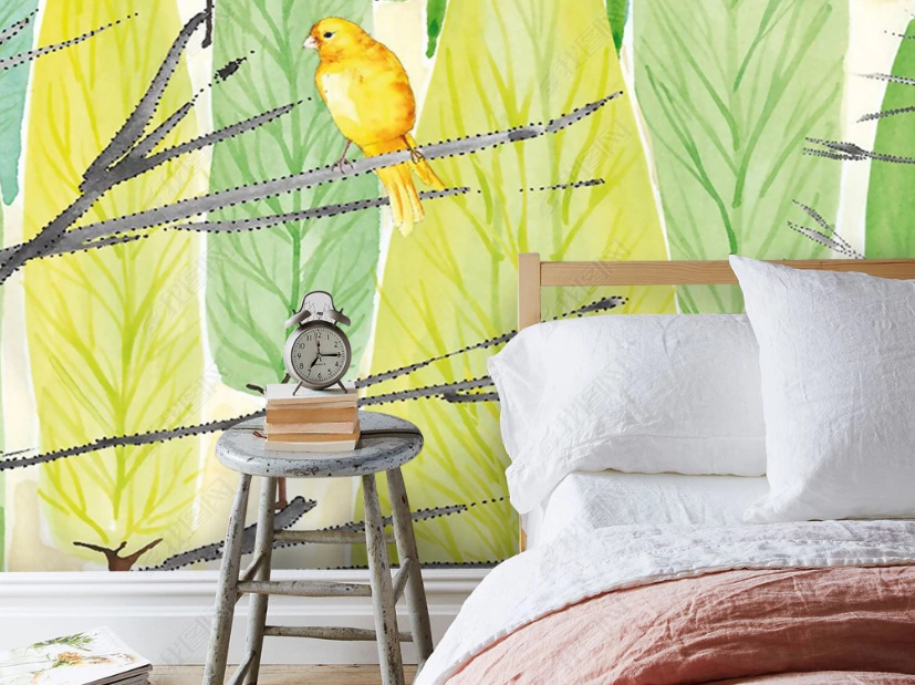 3D Color Forest Animal Bird Wall Mural Wallpaper Lqh 120