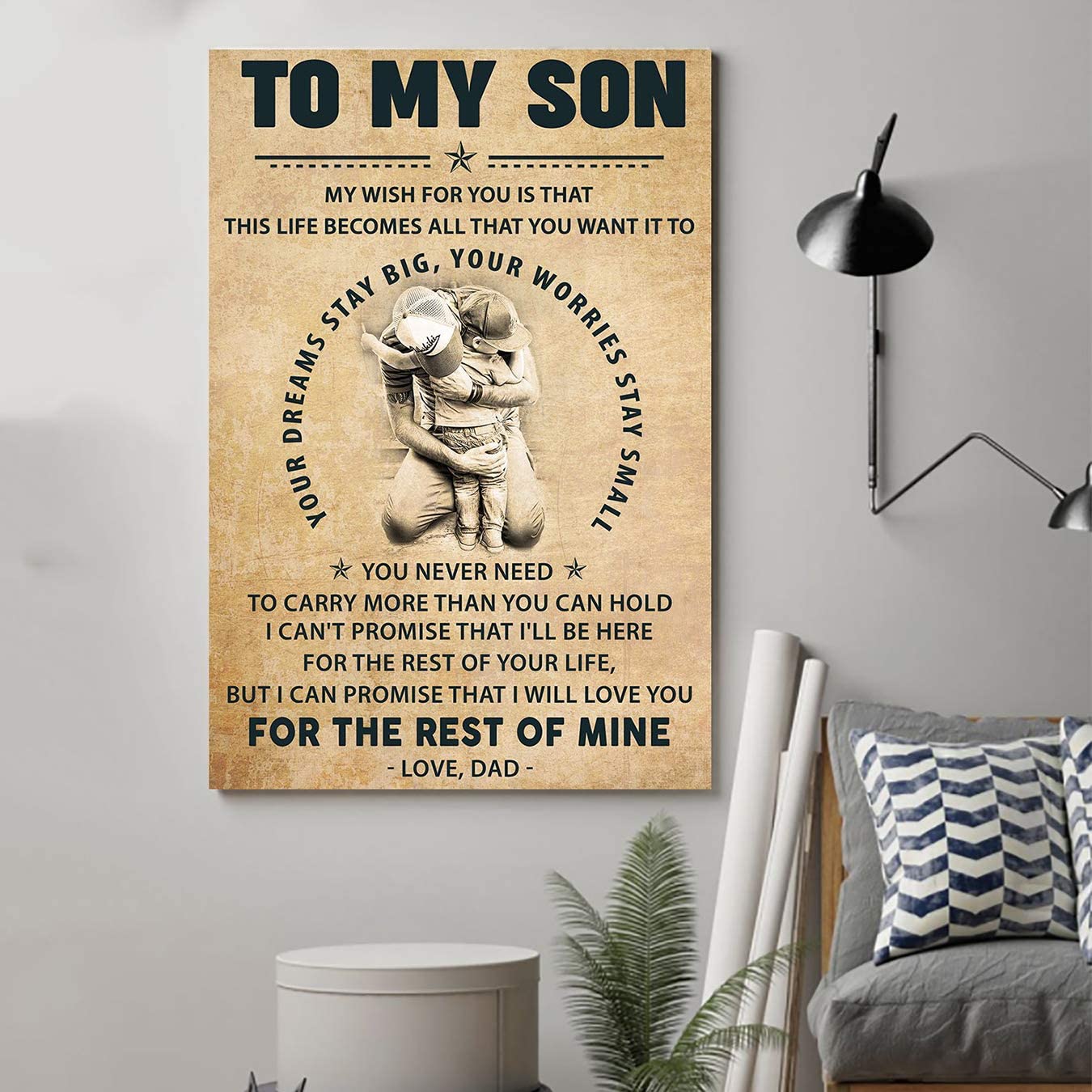 Poster for Room Aesthetic – Command Strips Wall Decor – Qh313 Customizable Family Poster – Dad to Son- Rest of Mine