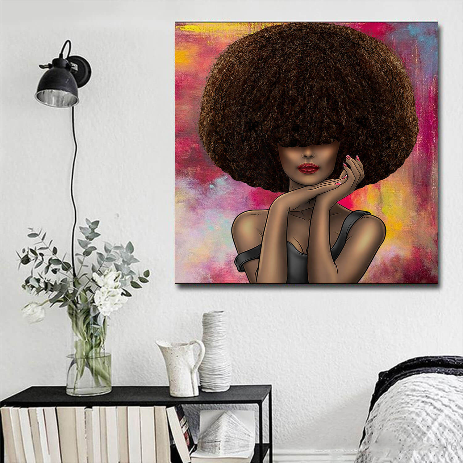 African American Canvas Black Girl Magic Afro Woman Diva African Home Decor WBG3255