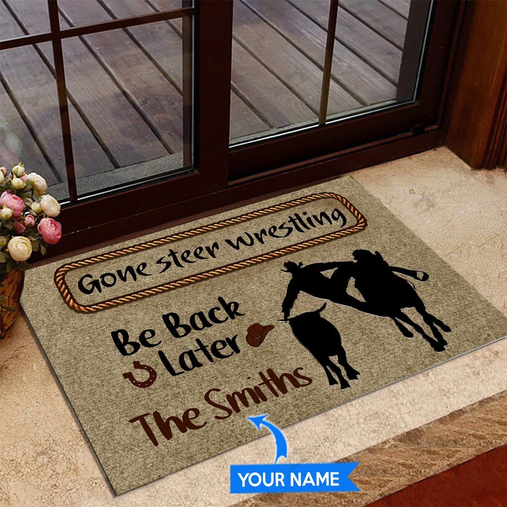 Gone Steer Wrestling Personalized Doormat TRJ20111808