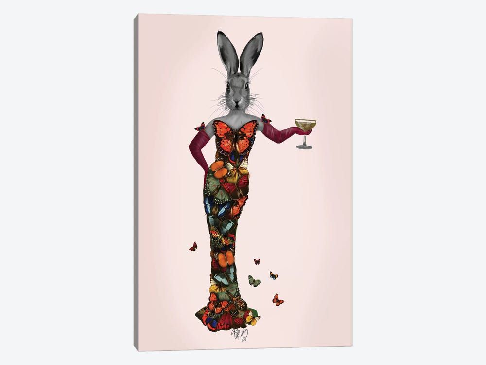 Rabbit Butterfly Dress Canvas Poster 8″x12″ 12×18″ 18″x26″ 24″x36″ 30″x45″