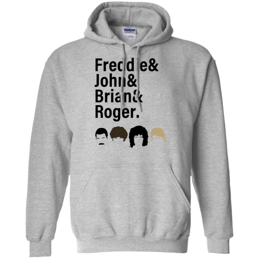 AGR Queen, Freddie & John & Brian & Roger hair Gildan Pullover Hoodie