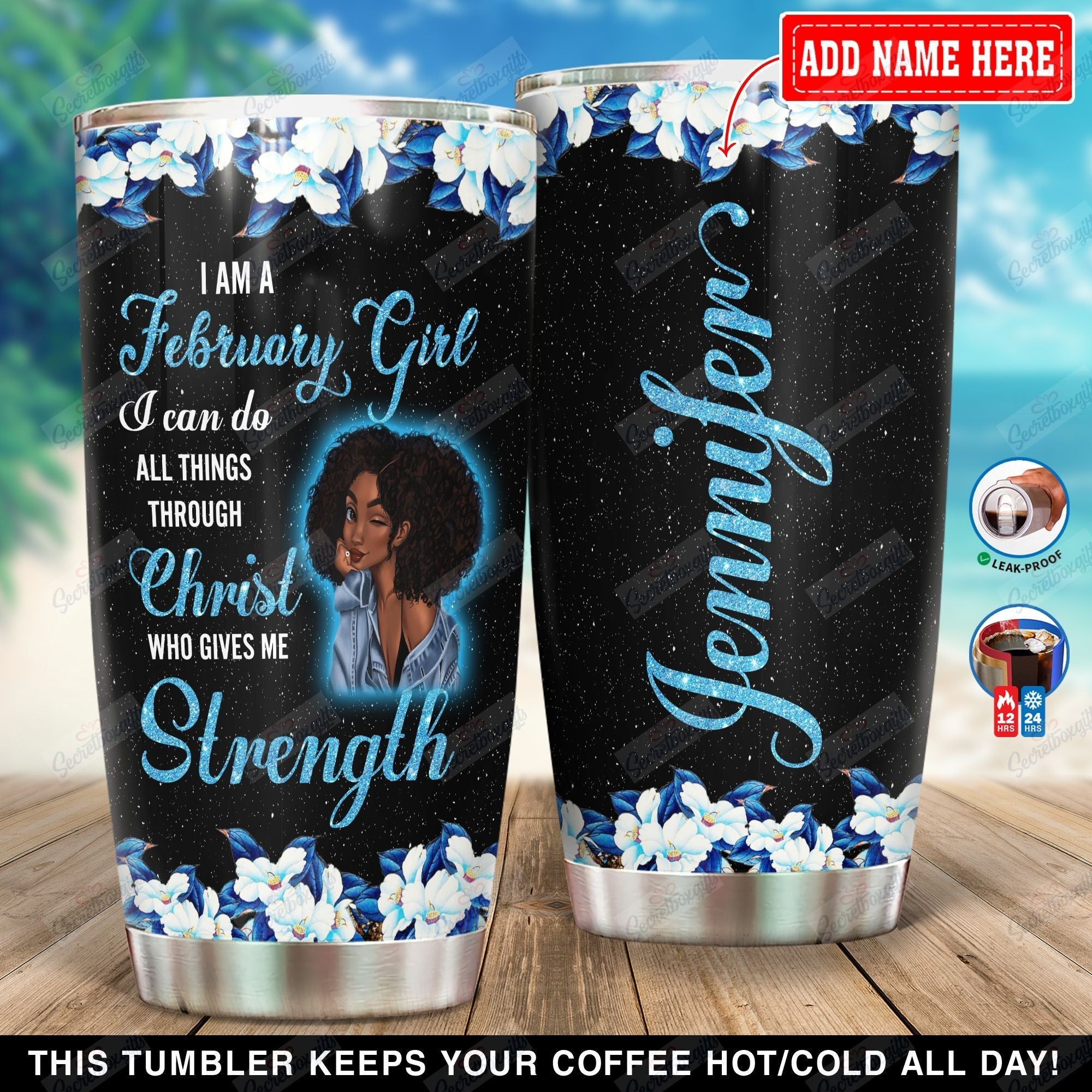 Personalized February Black Girl Can Do All Thing Through Christ Yb0502003Yi Stainless Steel Tumbler Customize Name, Text, Number