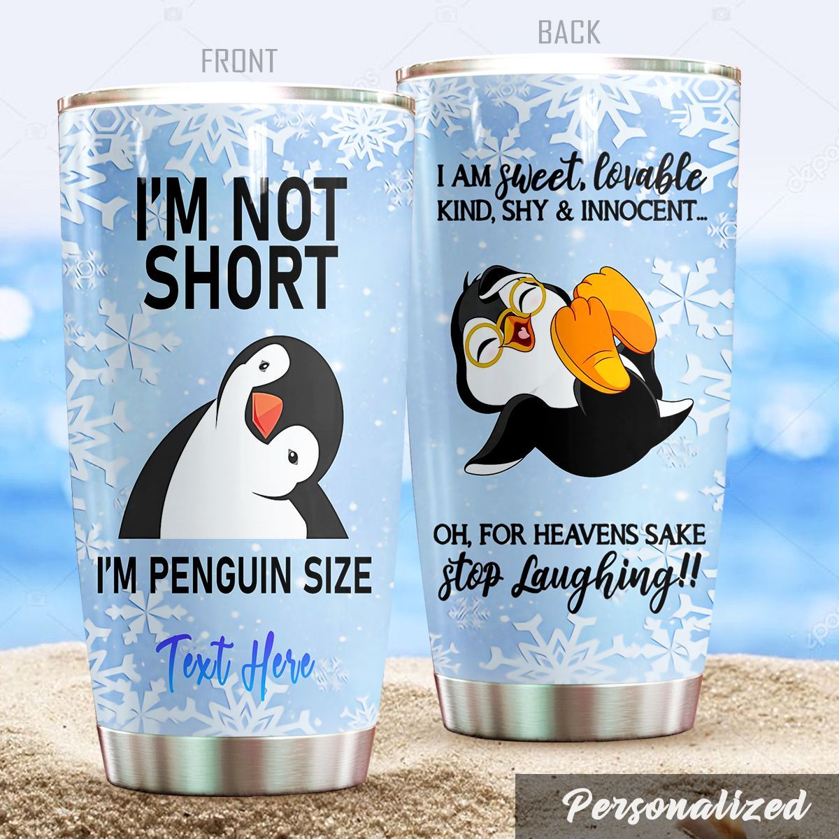 Penguin Personalized Stainless Steel Stainless Steel Tumbler Customize Name, Text, Number Dmkqe