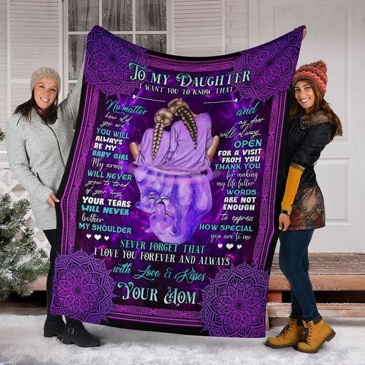 To My Daughter Your Tears Will Never Bother My Shoulder Fleece Blanket Gift For Family, Birthday, Daughter, Mother To Daughter Gift Home Decor Bedding Couch Sofa Soft And Comfy