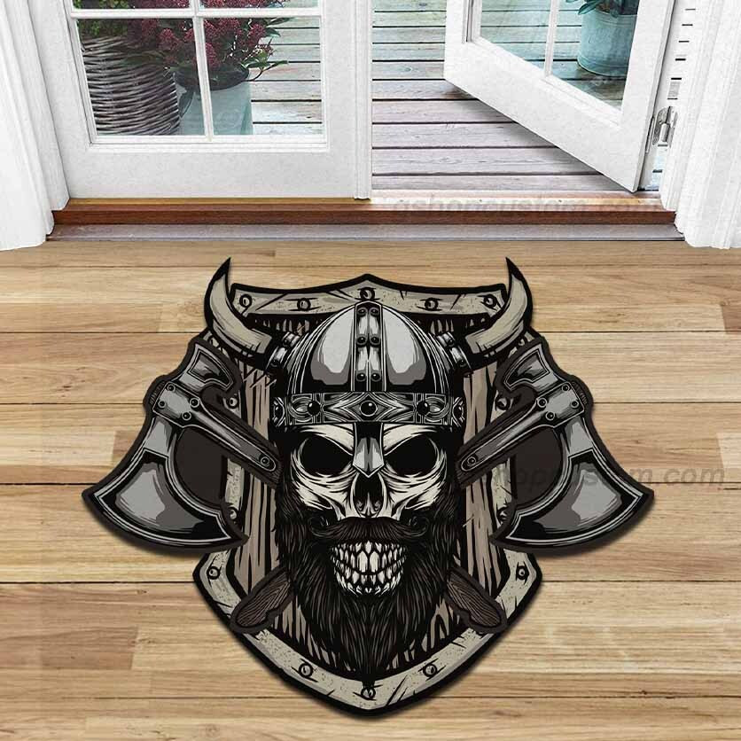 Viking Skull Warrior Axe Rug Doormat Gifts For Birthday Son Husband Decor Bedroom – Sdm-Vk0056