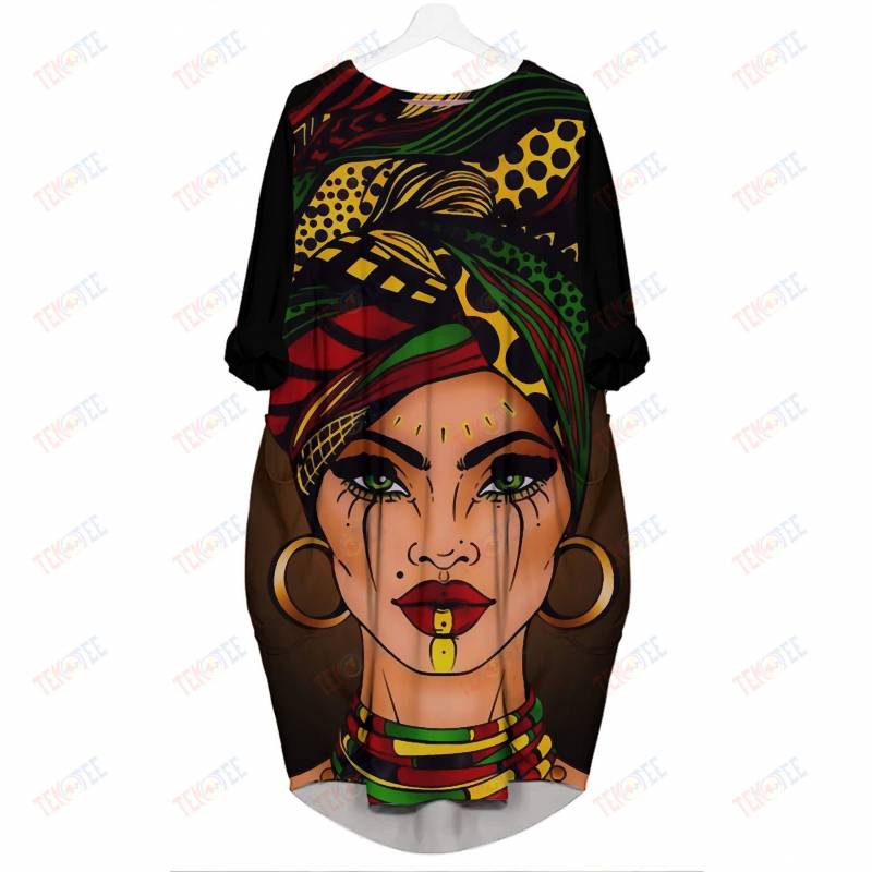 Temotee Beautiful Afro Woman 3D Pocket Dress Afro Girl Shirt African American Woman Gift Idea TMT2722