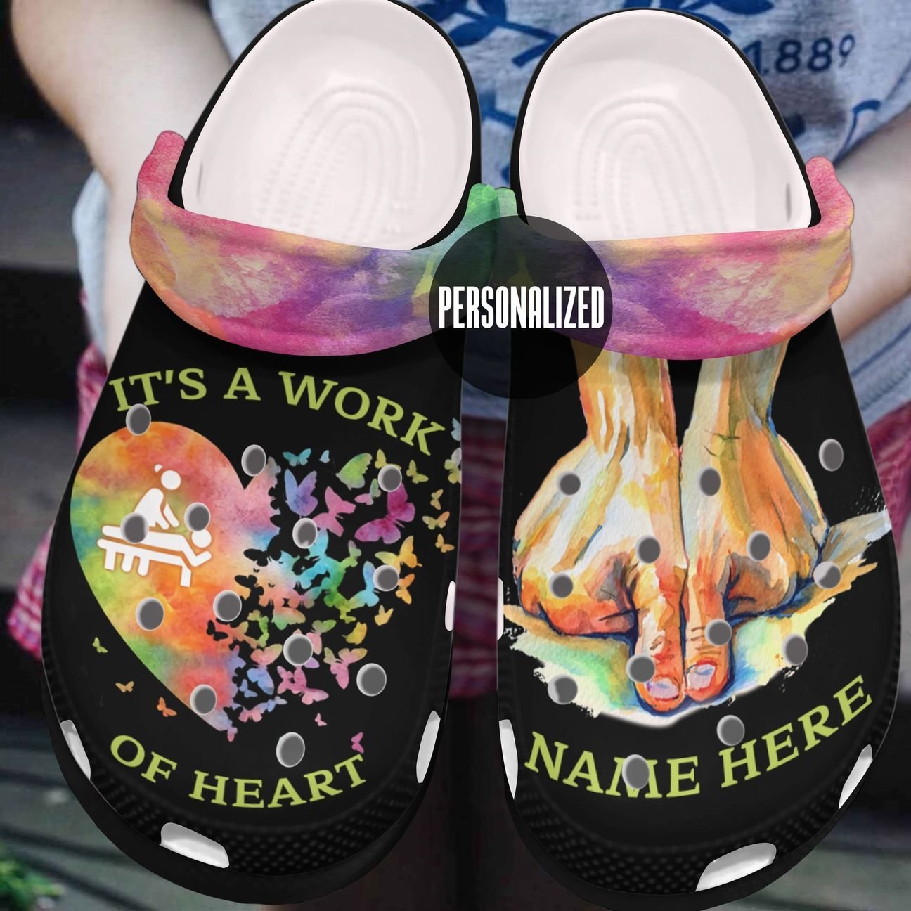 Massage Therapist Personalized Clog, Custom Name, Text, Color, Number Fashion Style For Women, Men, Kid, Print 3D It’S A Work Of Heart