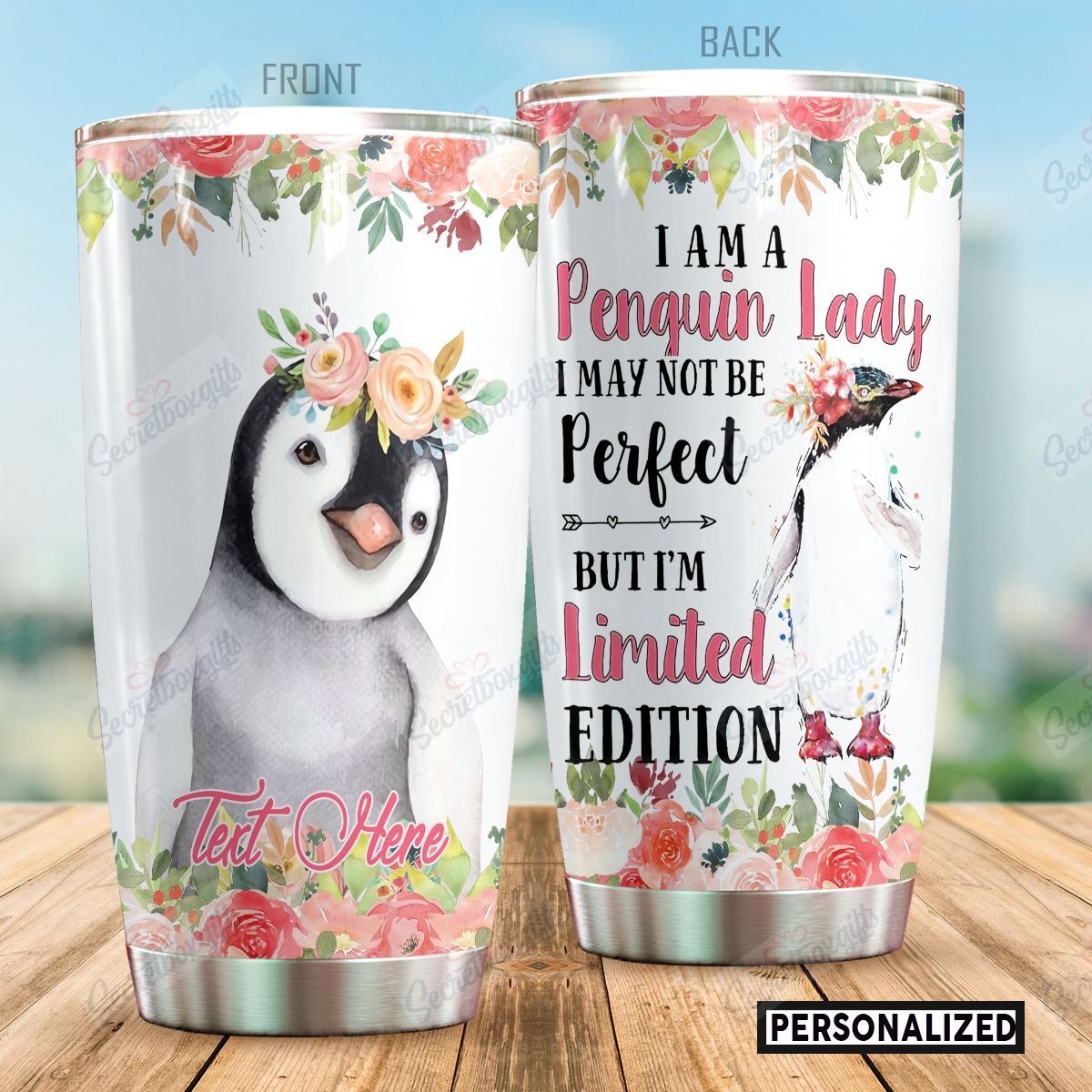 Personalized Penguin Lady Nc0810626Cl Stainless Steel Tumbler Customize Name, Text, Number