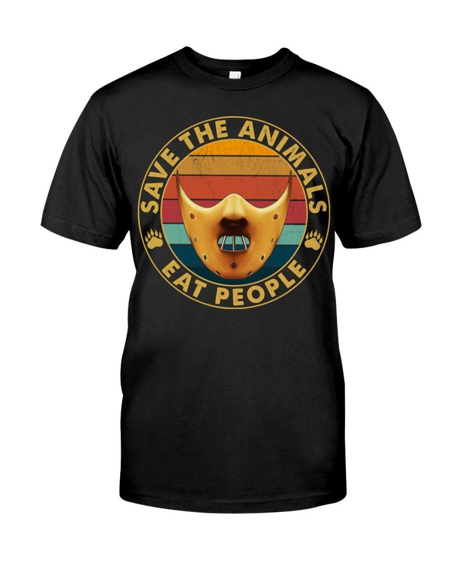 Save The Animals Eat People Silence Of The Lambs Hannibal Lecter Horror Halloween Vintage Shirts