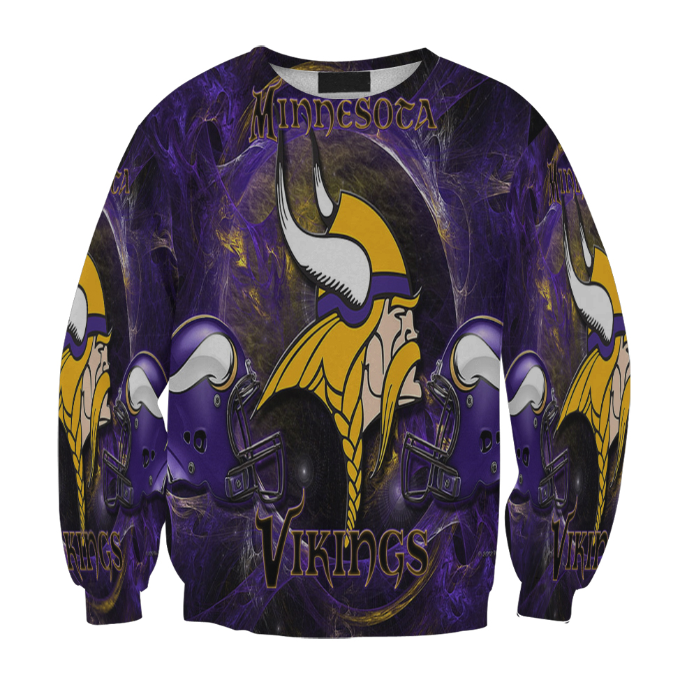 Minnesota Vikings Emblem Helmet V2 Gift For Fan 3D Full Printing Sweatshirt