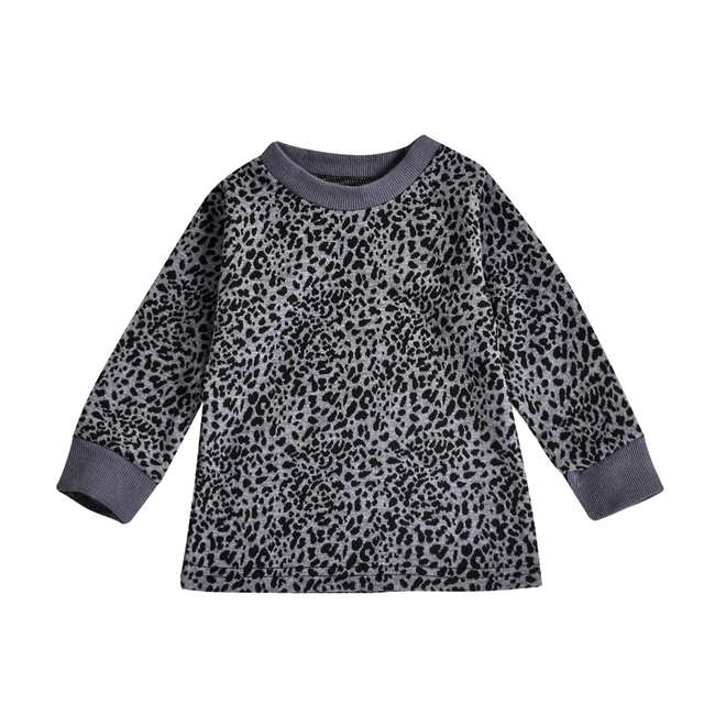 Children Clothing Toddler Girl Boy Autumn Sweatshirt Top Kids Casual Leopard Print Long Sleeve Round Neck Pullover