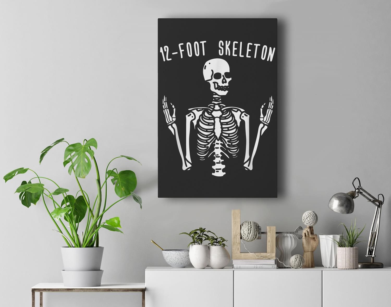 12-Foot Skeleton Halloween Holiday Premium Wall Art Canvas Decor