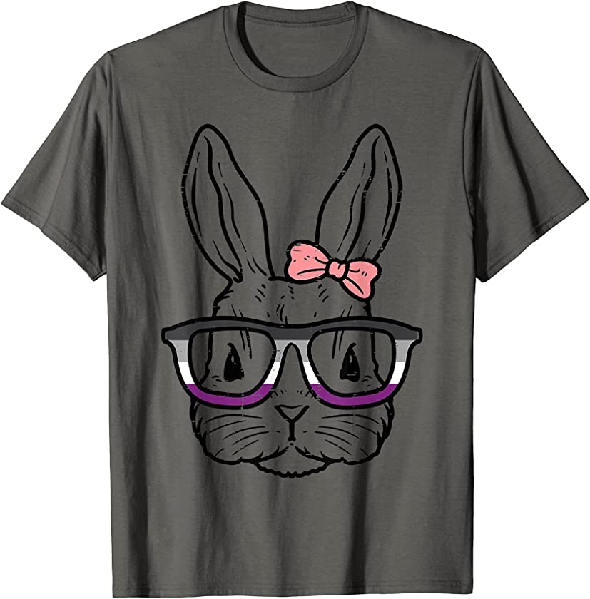 Bunny Rabbit Glasses Cute LGBTQ Asexual Flag Ace Pride Ally T-Shirt