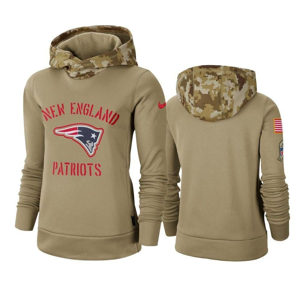 New England Patriots 2019 Salute To Service Khaki Pullover Hoodie