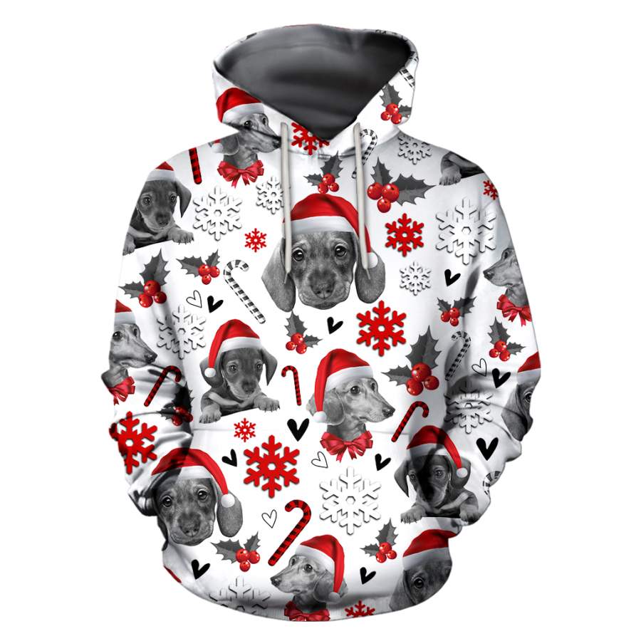 3D Dachshund Xmas Pattern Unisex Hoodie TR3010204