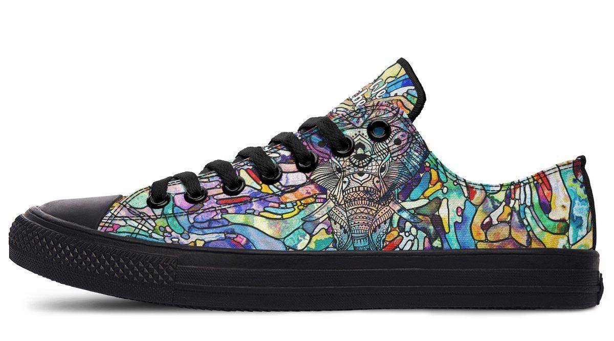 Stained Glass Zen Elephant God Low Top Canvas Custom Shoes