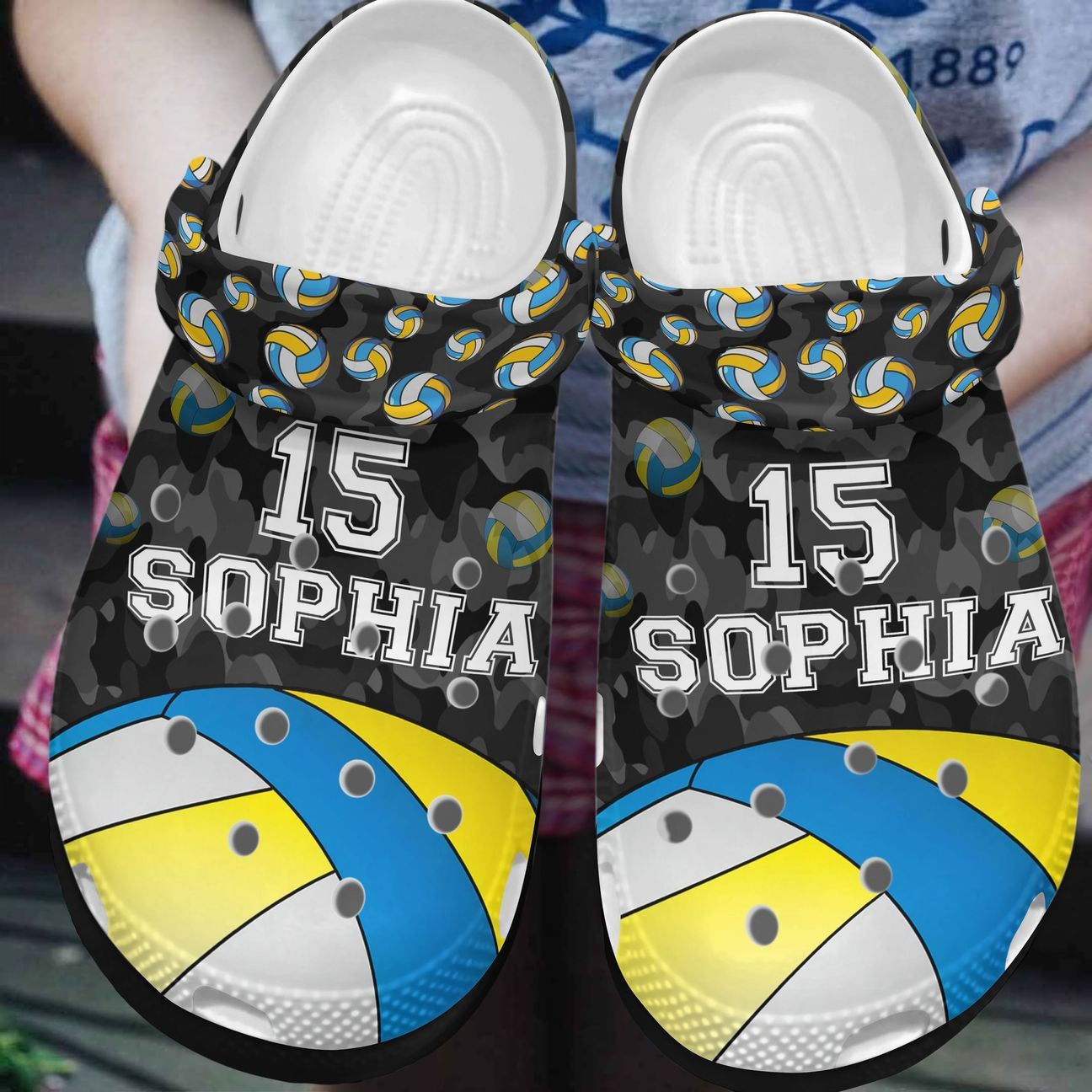 Volleyball Personalized Clog, Custom Name, Text, Color, Number Fashion Style For Women, Men, Kid, Print 3D Camo Volleyball